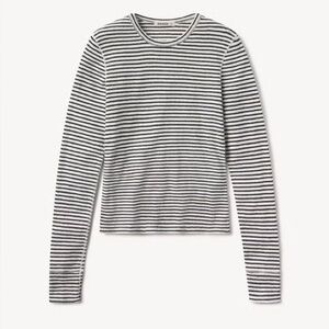 Buck Mason Heirloom Rib Long-Sleeve Crew in Natural/Black 🖤